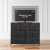 imageWLIVE 7 Drawer Dresser TV Stand Dressers for Bedroom Fabric Storage Tower Hallway Entryway Closets Sturdy Steel Frame Wood Top Easy Pull Handle WhiteBlack and Rustic Brown