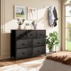 imageWLIVE 7 Drawer Dresser TV Stand Dressers for Bedroom Fabric Storage Tower Hallway Entryway Closets Sturdy Steel Frame Wood Top Easy Pull Handle WhiteBlack and Rustic Brown
