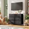 imageWLIVE 7 Drawer Dresser TV Stand Dressers for Bedroom Fabric Storage Tower Hallway Entryway Closets Sturdy Steel Frame Wood Top Easy Pull Handle WhiteBlack and Rustic Brown