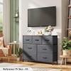 imageWLIVE 7 Drawer Dresser TV Stand Dressers for Bedroom Fabric Storage Tower Hallway Entryway Closets Sturdy Steel Frame Wood Top Easy Pull Handle WhiteDark Grey