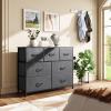imageWLIVE 7 Drawer Dresser TV Stand Dressers for Bedroom Fabric Storage Tower Hallway Entryway Closets Sturdy Steel Frame Wood Top Easy Pull Handle WhiteDark Grey