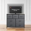 imageWLIVE 7 Drawer Dresser TV Stand Dressers for Bedroom Fabric Storage Tower Hallway Entryway Closets Sturdy Steel Frame Wood Top Easy Pull Handle WhiteDark Grey