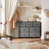 imageWLIVE 7 Drawer Dresser TV Stand Dressers for Bedroom Fabric Storage Tower Hallway Entryway Closets Sturdy Steel Frame Wood Top Easy Pull Handle WhiteDark Grey