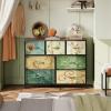imageWLIVE 7 Drawer Dresser TV Stand Dressers for Bedroom Fabric Storage Tower Hallway Entryway Closets Sturdy Steel Frame Wood Top Easy Pull Handle WhiteFloral Painted