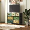 imageWLIVE 7 Drawer Dresser TV Stand Dressers for Bedroom Fabric Storage Tower Hallway Entryway Closets Sturdy Steel Frame Wood Top Easy Pull Handle WhiteFloral Painted