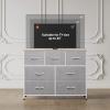 imageWLIVE 7 Drawer Dresser TV Stand Dressers for Bedroom Fabric Storage Tower Hallway Entryway Closets Sturdy Steel Frame Wood Top Easy Pull Handle WhiteLight Grey