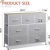 imageWLIVE 7 Drawer Dresser TV Stand Dressers for Bedroom Fabric Storage Tower Hallway Entryway Closets Sturdy Steel Frame Wood Top Easy Pull Handle WhiteLight Grey