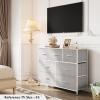 imageWLIVE 7 Drawer Dresser TV Stand Dressers for Bedroom Fabric Storage Tower Hallway Entryway Closets Sturdy Steel Frame Wood Top Easy Pull Handle WhiteLight Grey