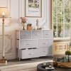imageWLIVE 7 Drawer Dresser TV Stand Dressers for Bedroom Fabric Storage Tower Hallway Entryway Closets Sturdy Steel Frame Wood Top Easy Pull Handle WhiteLight Grey