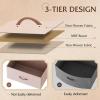 imageWLIVE 7 Drawer Dresser TV Stand Dressers for Bedroom Fabric Storage Tower Hallway Entryway Closets Sturdy Steel Frame Wood Top Easy Pull Handle WhitePink