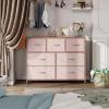 imageWLIVE 7 Drawer Dresser TV Stand Dressers for Bedroom Fabric Storage Tower Hallway Entryway Closets Sturdy Steel Frame Wood Top Easy Pull Handle WhitePink