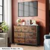 imageWLIVE 7 Drawer Dresser TV Stand Dressers for Bedroom Fabric Storage Tower Hallway Entryway Closets Sturdy Steel Frame Wood Top Easy Pull Handle WhiteRustic Brown Wood Grain Print