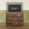 imageWLIVE 7 Drawer Dresser TV Stand Dressers for Bedroom Fabric Storage Tower Hallway Entryway Closets Sturdy Steel Frame Wood Top Easy Pull Handle WhiteRustic Brown Wood Grain Print