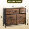 imageWLIVE 7 Drawer Dresser TV Stand Dressers for Bedroom Fabric Storage Tower Hallway Entryway Closets Sturdy Steel Frame Wood Top Easy Pull Handle WhiteRustic Brown Wood Grain Print