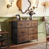 imageWLIVE 7 Drawer Dresser TV Stand Dressers for Bedroom Fabric Storage Tower Hallway Entryway Closets Sturdy Steel Frame Wood Top Easy Pull Handle WhiteRustic Brown Wood Grain Print