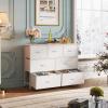 imageWLIVE 7 Drawer Dresser TV Stand Dressers for Bedroom Fabric Storage Tower Hallway Entryway Closets Sturdy Steel Frame Wood Top Easy Pull Handle WhiteWhite