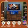 imageWLIVE Black TV Stand for 45 50 55 inch TV Entertainment Center with LED Lights ampamp Charging Station TV Media Console Table with 8 Fabric Drawers and Open Shelves for Living Room Hallway Wood TopRustic Brown