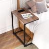 imageWLIVE CShaped End Table Small Side Tables for Sofa Wide Couch Table That Slide Under Laptop Snack Table for Living Room Bedroom Home Office Rustic BrownLight Brown
