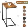 imageWLIVE CShaped End Table Small Side Tables for Sofa Wide Couch Table That Slide Under Laptop Snack Table for Living Room Bedroom Home Office Rustic BrownRustic Brown