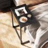 imageWLIVE CShaped End Table Small Side Tables for Sofa Wide Couch Table That Slide Under Laptop Snack Table for Living Room Bedroom Home Office Rustic BrownBlack