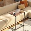 imageWLIVE CShaped End Table Small Side Tables for Sofa Wide Couch Table That Slide Under Laptop Snack Table for Living Room Bedroom Home Office Rustic BrownLight Brown