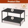 imageWLIVE Coffee Table 401quot Farmhouse Coffee Table with Slatted Storage Shelf ampamp XShape Frame 2Tier Wood Center Table for Living Room Balcony Grey ampamp WhiteBlack