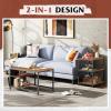imageWLIVE Coffee Table 401quot Farmhouse Coffee Table with Slatted Storage Shelf ampamp XShape Frame 2Tier Wood Center Table for Living Room Balcony Grey ampamp WhiteRustic Brown