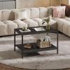 imageWLIVE Coffee Table 401quot Farmhouse Coffee Table with Slatted Storage Shelf ampamp XShape Frame 2Tier Wood Center Table for Living Room Balcony Grey ampamp WhiteBlack
