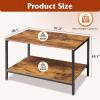 imageWLIVE Coffee Table 401quot Farmhouse Coffee Table with Slatted Storage Shelf ampamp XShape Frame 2Tier Wood Center Table for Living Room Balcony Grey ampamp WhiteRustic Brown