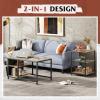 imageWLIVE Coffee Table 401quot Farmhouse Coffee Table with Slatted Storage Shelf ampamp XShape Frame 2Tier Wood Center Table for Living Room Balcony Grey ampamp WhiteGreige