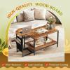 imageWLIVE Coffee Table 401quot Farmhouse Coffee Table with Slatted Storage Shelf ampamp XShape Frame 2Tier Wood Center Table for Living Room Balcony Grey ampamp WhiteRustic Brown