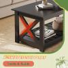 imageWLIVE Coffee Table 401quot Farmhouse Coffee Table with Slatted Storage Shelf ampamp XShape Frame 2Tier Wood Center Table for Living Room Balcony Grey ampamp WhiteBlack