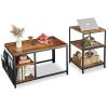 imageWLIVE Coffee Table 401quot Farmhouse Coffee Table with Slatted Storage Shelf ampamp XShape Frame 2Tier Wood Center Table for Living Room Balcony Grey ampamp WhiteRustic Brown