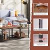 imageWLIVE Coffee Table 401quot Farmhouse Coffee Table with Slatted Storage Shelf ampamp XShape Frame 2Tier Wood Center Table for Living Room Balcony Grey ampamp WhiteRustic Brown