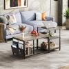 imageWLIVE Coffee Table 401quot Farmhouse Coffee Table with Slatted Storage Shelf ampamp XShape Frame 2Tier Wood Center Table for Living Room Balcony Grey ampamp WhiteGreige