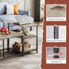 imageWLIVE Coffee Table 401quot Farmhouse Coffee Table with Slatted Storage Shelf ampamp XShape Frame 2Tier Wood Center Table for Living Room Balcony Grey ampamp WhiteGreige