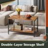 imageWLIVE Coffee Table 401quot Farmhouse Coffee Table with Slatted Storage Shelf ampamp XShape Frame 2Tier Wood Center Table for Living Room Balcony Grey ampamp WhiteRustic Brown
