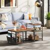 imageWLIVE Coffee Table 401quot Farmhouse Coffee Table with Slatted Storage Shelf ampamp XShape Frame 2Tier Wood Center Table for Living Room Balcony Grey ampamp WhiteRustic Brown