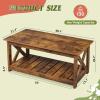 imageWLIVE Coffee Table 401quot Farmhouse Coffee Table with Slatted Storage Shelf ampamp XShape Frame 2Tier Wood Center Table for Living Room Balcony Grey ampamp WhiteRustic Brown