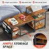 imageWLIVE Coffee Table 401quot Farmhouse Coffee Table with Slatted Storage Shelf ampamp XShape Frame 2Tier Wood Center Table for Living Room Balcony Grey ampamp WhiteRustic Brown