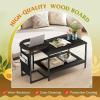 imageWLIVE Coffee Table 401quot Farmhouse Coffee Table with Slatted Storage Shelf ampamp XShape Frame 2Tier Wood Center Table for Living Room Balcony Grey ampamp WhiteCharcoal Black