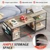 imageWLIVE Coffee Table 401quot Farmhouse Coffee Table with Slatted Storage Shelf ampamp XShape Frame 2Tier Wood Center Table for Living Room Balcony Grey ampamp WhiteGreige