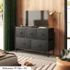 imageWLIVE Dresser for Bedroom with 5 Drawers Wide Chest of Drawers Fabric Dresser Storage Organizer Unit with Fabric Bins for Closet Living Room Hallway Black and Rustic BrownCharcoal Black