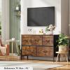 imageWLIVE Dresser for Bedroom with 5 Drawers Wide Chest of Drawers Fabric Dresser Storage Organizer Unit with Fabric Bins for Closet Living Room Hallway Black and Rustic BrownRustic Brown Wood Grain Print