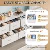imageWLIVE Dresser for Bedroom with 5 Drawers Wide Chest of Drawers Fabric Dresser Storage Organizer Unit with Fabric Bins for Closet Living Room Hallway Black and Rustic BrownWhite