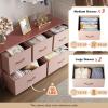 imageWLIVE Dresser for Bedroom with 5 Drawers Wide Chest of Drawers Fabric Dresser Storage Organizer Unit with Fabric Bins for Closet Living Room Hallway Black and Rustic BrownPink