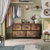 imageWLIVE Dresser for Bedroom with 5 Drawers Wide Chest of Drawers Fabric Dresser Storage Organizer Unit with Fabric Bins for Closet Living Room Hallway Black and Rustic BrownRustic Brown Wood Grain Print