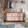 imageWLIVE Dresser for Bedroom with 5 Drawers Wide Chest of Drawers Fabric Dresser Storage Organizer Unit with Fabric Bins for Closet Living Room Hallway Black and Rustic BrownPink