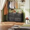 imageWLIVE Dresser for Bedroom with 5 Drawers Wide Chest of Drawers Fabric Dresser Storage Organizer Unit with Fabric Bins for Closet Living Room Hallway Black and Rustic BrownCharcoal Black