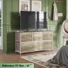 imageWLIVE Dresser for Bedroom with 5 Drawers Wide Chest of Drawers Fabric Dresser Storage Organizer Unit with Fabric Bins for Closet Living Room Hallway Black and Rustic BrownGreige Oak